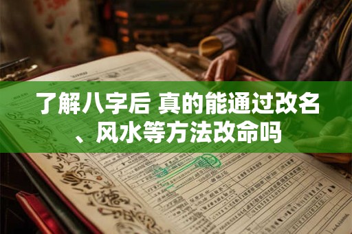 了解八字后 真的能通过改名、风水等方法改命吗