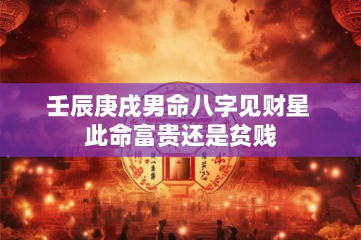 壬辰庚戌男命八字见财星 此命富贵还是贫贱