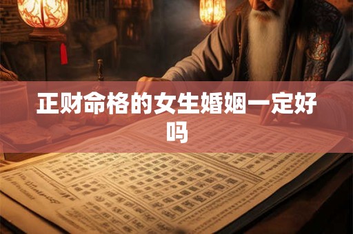 正财命格的女生婚姻一定好吗