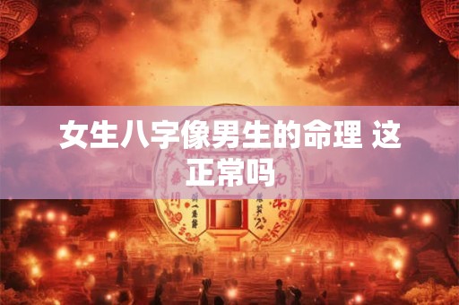 女生八字像男生的命理 这正常吗