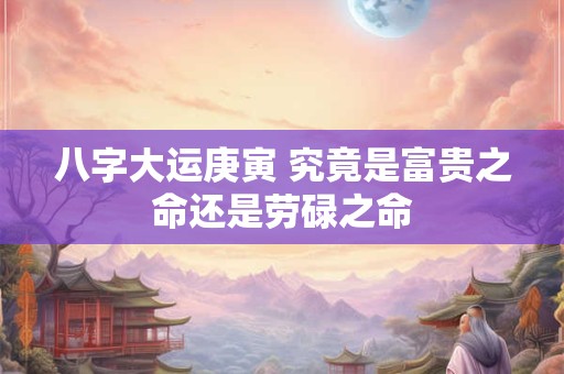 八字大运庚寅 究竟是富贵之命还是劳碌之命