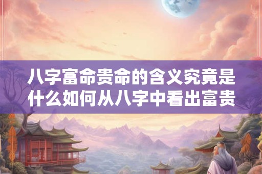八字富命贵命的含义究竟是什么如何从八字中看出富贵命的特征