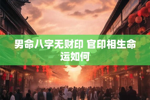 男命八字无财印 官印相生命运如何