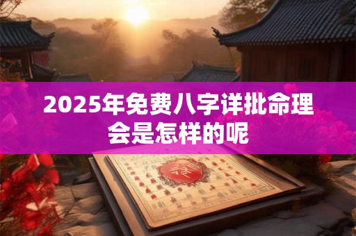 2025年免费八字详批命理会是怎样的呢