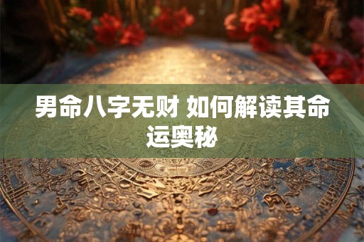 男命八字无财 如何解读其命运奥秘
