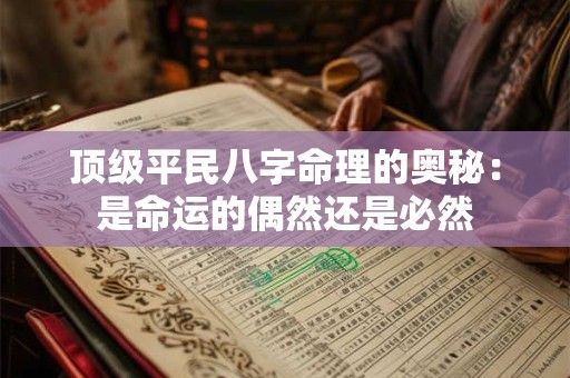 顶级平民八字命理的奥秘：是命运的偶然还是必然