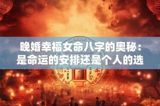 晚婚幸福女命八字的奥秘：是命运的安排还是个人的选择