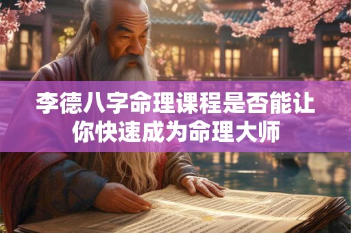 李德八字命理课程是否能让你快速成为命理大师
