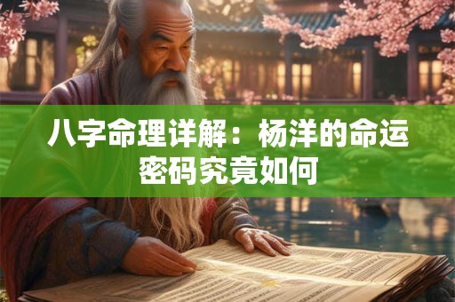 八字命理详解：杨洋的命运密码究竟如何