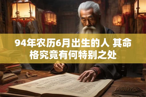 94年农历6月出生的人 其命格究竟有何特别之处