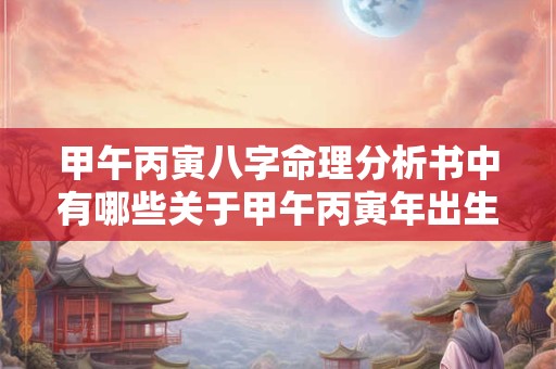甲午丙寅八字命理分析书中有哪些关于甲午丙寅年出生者的独特命理特征