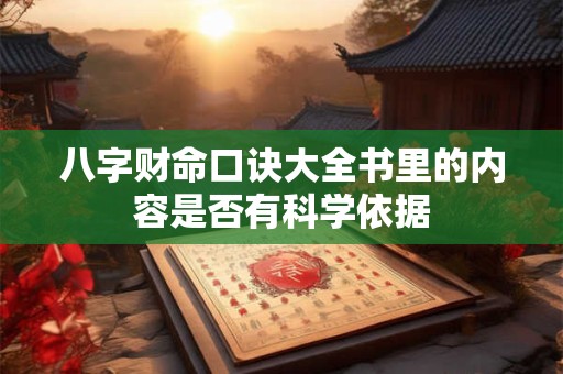 八字财命口诀大全书里的内容是否有科学依据