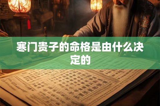 寒门贵子的命格是由什么决定的