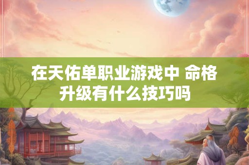 在天佑单职业游戏中 命格升级有什么技巧吗