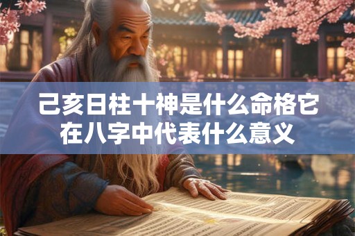 己亥日柱十神是什么命格它在八字中代表什么意义