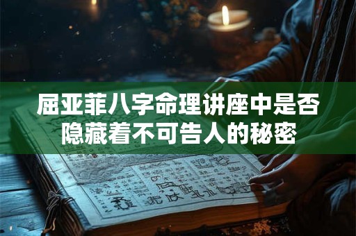 屈亚菲八字命理讲座中是否隐藏着不可告人的秘密