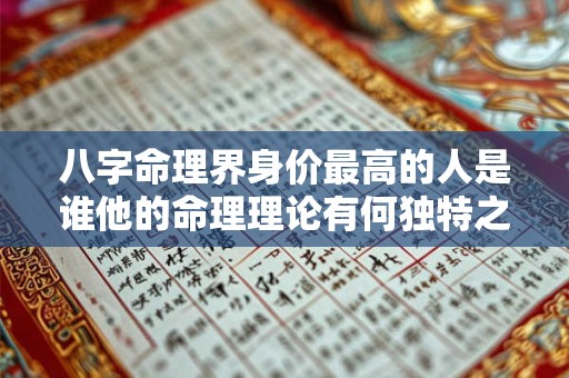 八字命理界身价最高的人是谁他的命理理论有何独特之处