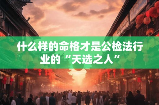什么样的命格才是公检法行业的“天选之人”