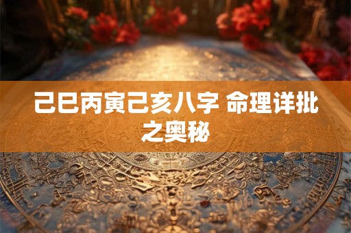 己巳丙寅己亥八字 命理详批之奥秘