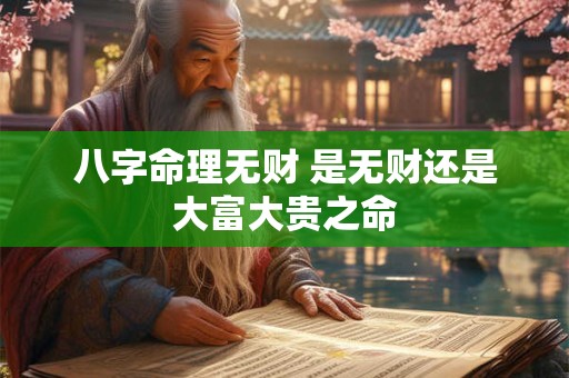 八字命理无财 是无财还是大富大贵之命