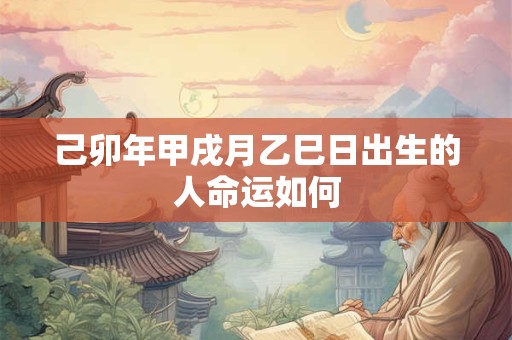 己卯年甲戌月乙巳日出生的人命运如何