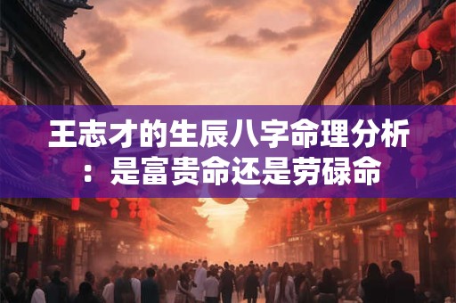 王志才的生辰八字命理分析：是富贵命还是劳碌命