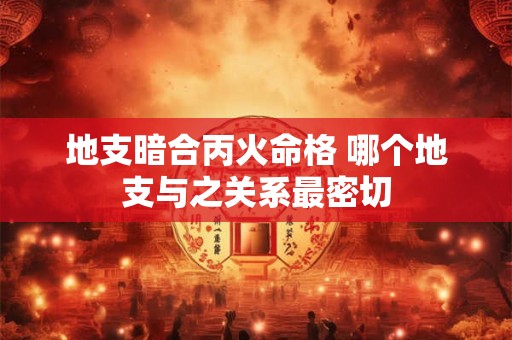 地支暗合丙火命格 哪个地支与之关系最密切
