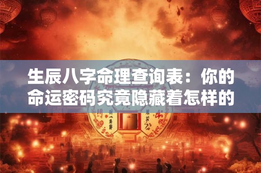 生辰八字命理查询表：你的命运密码究竟隐藏着怎样的玄机