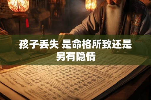 孩子丢失 是命格所致还是另有隐情