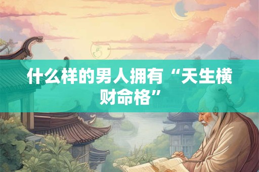 什么样的男人拥有“天生横财命格”