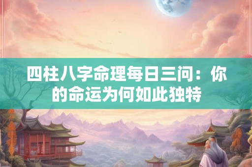 四柱八字命理每日三问：你的命运为何如此独特