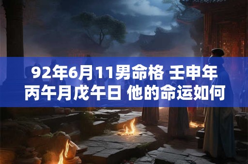 92年6月11男命格 壬申年丙午月戊午日 他的命运如何