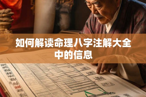 如何解读命理八字注解大全中的信息