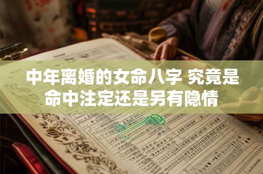 中年离婚的女命八字 究竟是命中注定还是另有隐情