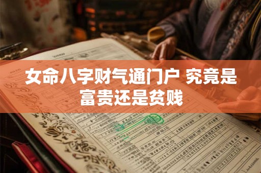 女命八字财气通门户 究竟是富贵还是贫贱