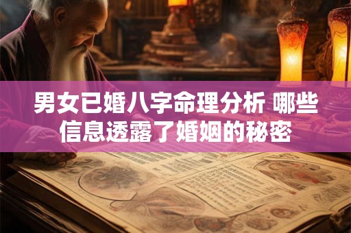 男女已婚八字命理分析 哪些信息透露了婚姻的秘密