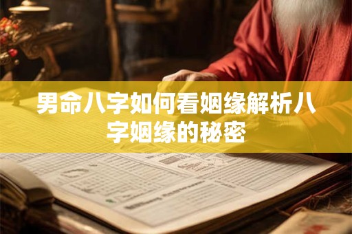 男命八字如何看姻缘解析八字姻缘的秘密