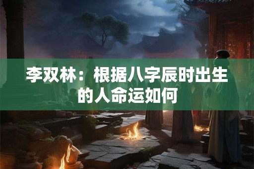 李双林：根据八字辰时出生的人命运如何