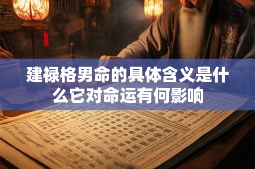 建禄格男命的具体含义是什么它对命运有何影响