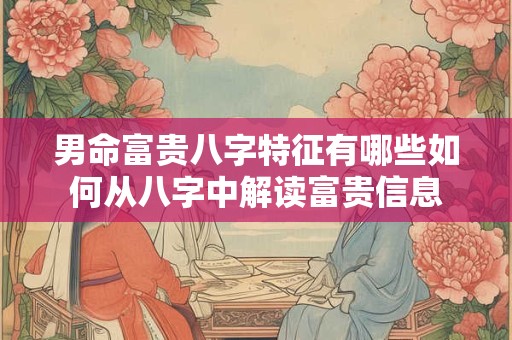 男命富贵八字特征有哪些如何从八字中解读富贵信息