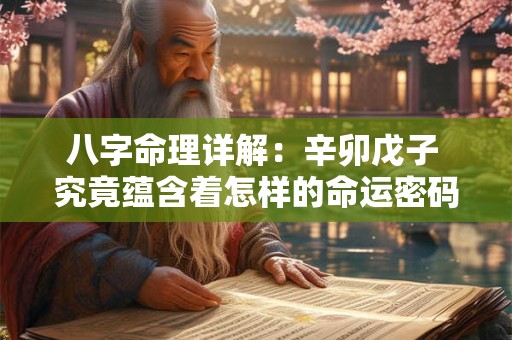 八字命理详解：辛卯戊子 究竟蕴含着怎样的命运密码