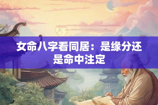女命八字看同居：是缘分还是命中注定