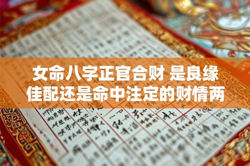 女命八字正官合财 是良缘佳配还是命中注定的财情两难全