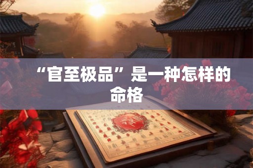 “官至极品”是一种怎样的命格