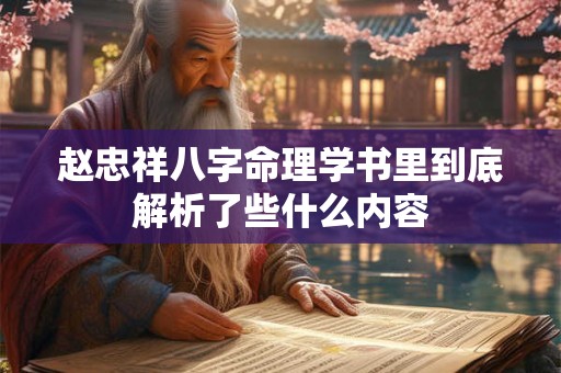 赵忠祥八字命理学书里到底解析了些什么内容