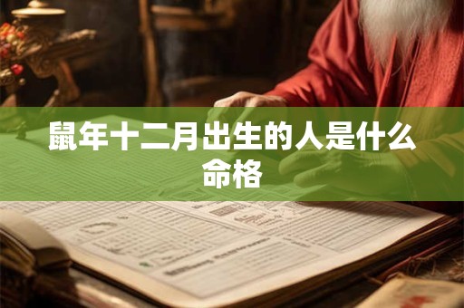 鼠年十二月出生的人是什么命格
