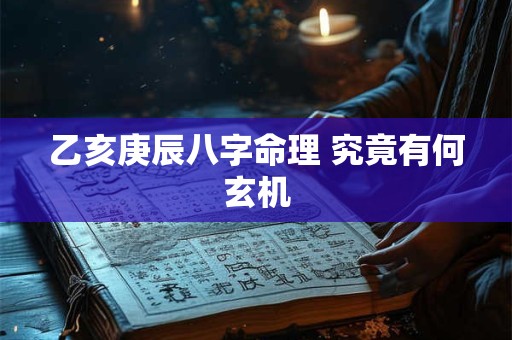乙亥庚辰八字命理 究竟有何玄机