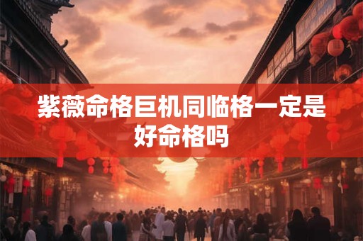 紫薇命格巨机同临格一定是好命格吗