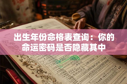 出生年份命格表查询：你的命运密码是否隐藏其中