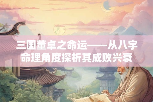 三国董卓之命运——从八字命理角度探析其成败兴衰 三国董卓之命运——从八字命理角度探析其成败兴衰